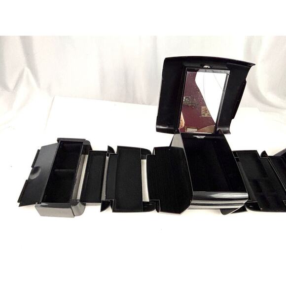 Vintage 1980s The Jewel Kit Expandable Fold-Out Jewelry Box Black USA Made - Picture 6 of 16